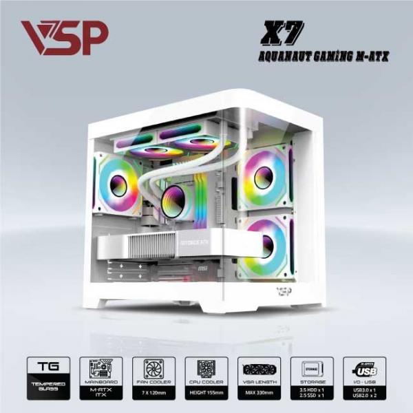CASE VSP AQUANAUT PRO GAMING M-ATX X7 - Trắng